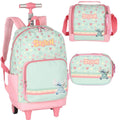 Kit Mochila Rodinhas Stitch Lancheira e Estojo