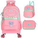 Kit Mochila Rodinhas Stitch Lancheira e Estojo